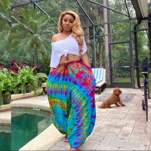 Tye Die Harem Pants -Black Rainbow - Picture 10 of 10